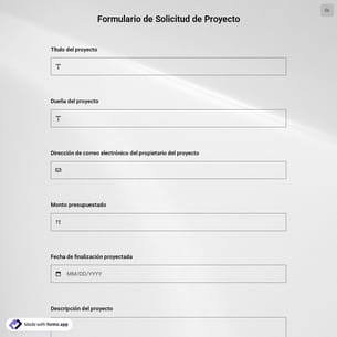 Plantilla de Formulario de Solicitud de Proyecto