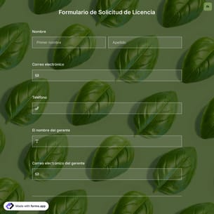 Plantilla de Formulario de Solicitud de Licencia