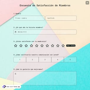 Plantilla de Encuesta de Satisfacción de Miembros