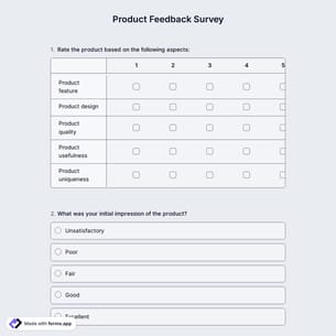 Product Feedback Survey Template