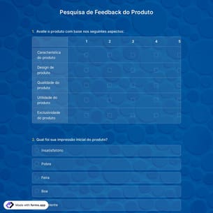 Modelo de Pesquisa de Feedback de Produto