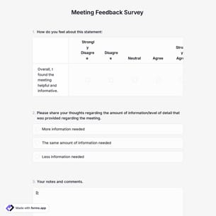 Meeting Feedback Survey Template