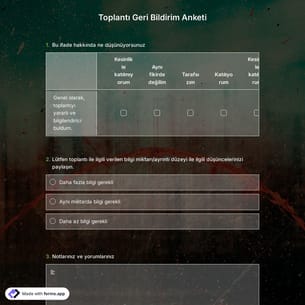 Toplantı Geri Bildirim Anketi Şablonu