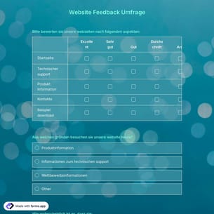 Umfrage für Website Feedback Umfrage