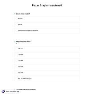 Pazar Araştırması Anketi Şablonu