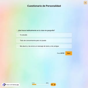 Plantilla de Cuestionario de Personalidad