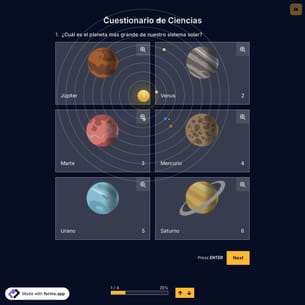Plantilla de Cuestionario de Ciencias