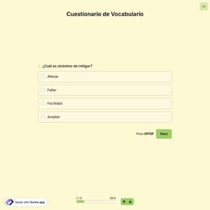 Plantilla de Cuestionario de Vocabulario