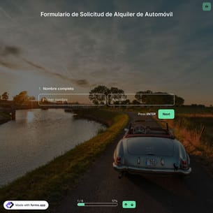 Plantilla de Formulario de Solicitud de Alquiler de Automóvil