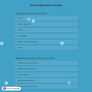 Kurs Değerlendirme Anketi Şablonu
