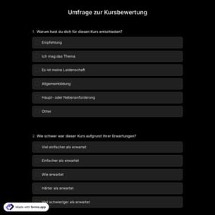 Umfrage zur Kursbewertung