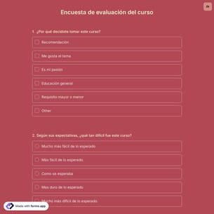 Plantilla de Encuesta de Evaluación de Cursos