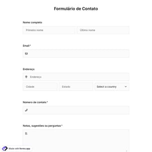 Modelo de Formulário de Contato