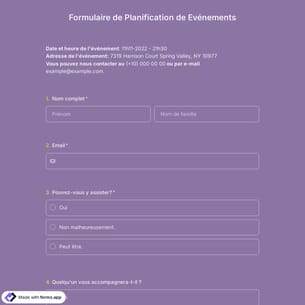 Modèle de Formulaire de Planification D'événement