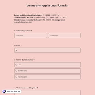Formularvorlage für die Veranstaltungsplanung