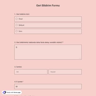 Geri Bildirim Formu Şablonu