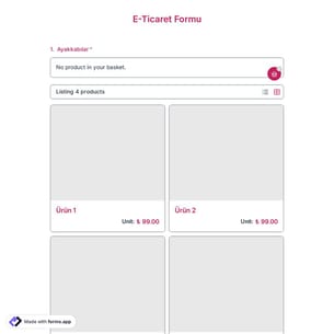 E-Ticaret Formu Şablonu
