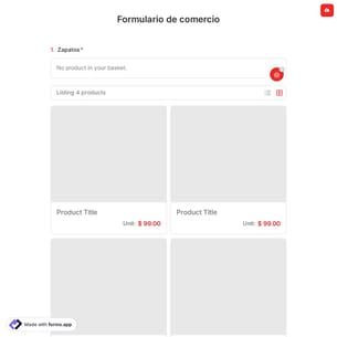 Plantilla de Formulario de Comercio Electrónico