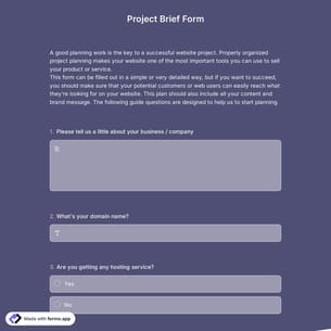 Project Brief Form Template