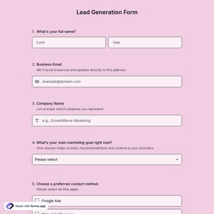 Lead Generation Form Template