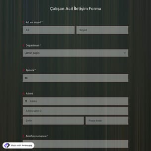 Çalışan Acil İletişim Formu Şablonu
