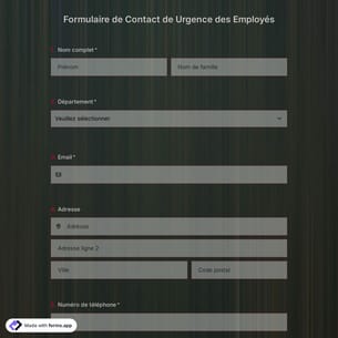 Modèle de Formulaire de Contact de Urgence pour les Employés