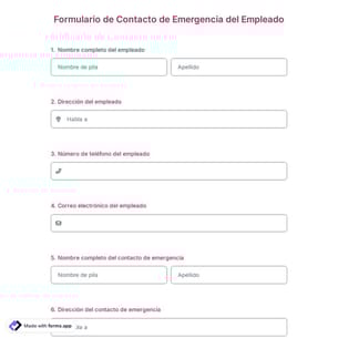 Formulario de Contacto de Emergencia del Empleados