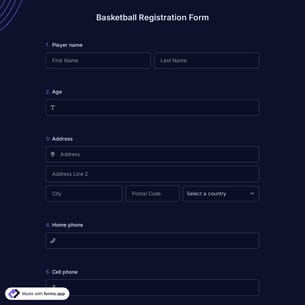 Basketball Registration Form Template