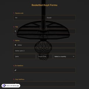Basketbol Kayıt Formu Şablonu