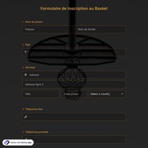 Modèle de Formulaire D'inscription pour le Basket-ball