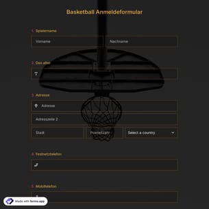 Basketball Anmeldeformular Vorlage