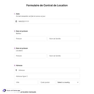 Formulaire de Contrat de Location