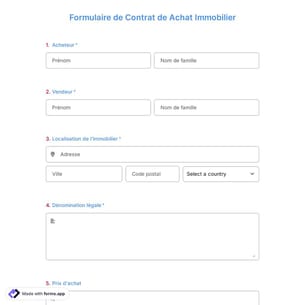 Formulaire de Contrat de Achat Immobilier