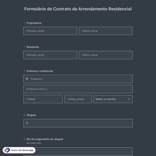 Formulário de Contrato de Arrendamento Residencial