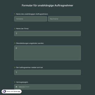 Formular für unabhängige Auftragnehmer