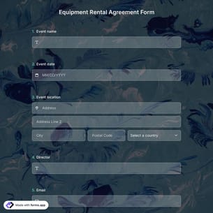 Equipment Rental Agreement Form Template