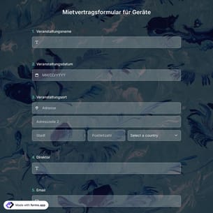 Mietvertragsformular für Geräte