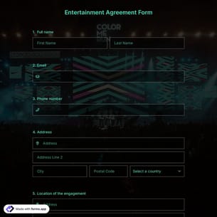 Entertainment Agreement Form