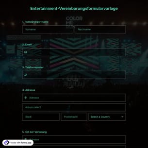 Entertainment-Vereinbarungsformularvorlage