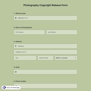 Photography Copyright Release Form Template