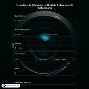 Formulaire de Décharge de Droit de Auteur pour la Photographie