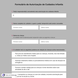 Formulário de Autorização de Cuidados Infantis