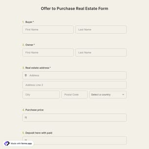 Offer To Purchase Real Estate Form Template
