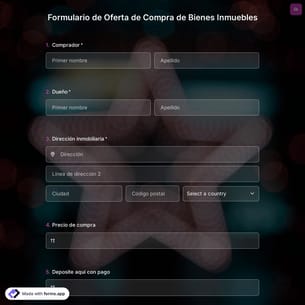 Plantilla de Formulario de Oferta de Compra de Bienes Inmuebles