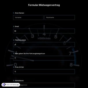 Formular Mietwagenvertrag