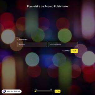 Formulaire de Accord Publicitaire