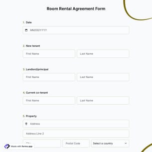 Room Rental Agreement Form Template
