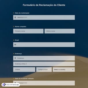 Formulário de Reclamação do Cliente