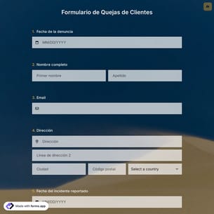 Plantilla de Formulario de Quejas de Clientes