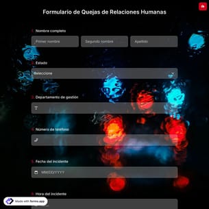 Plantilla de Formulario de Quejas de Relaciones Humanas